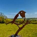 Exterior Rustic Rusty Metal Robin Bird Garden Fence Topper Yard Art Gate Post  Sculpture  Gift  Present