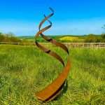 Small Exterior Rustic Metal Spiral Fire Energy Flowing Organic Garden Stake Yard Art  Sculpture  Gift   Present