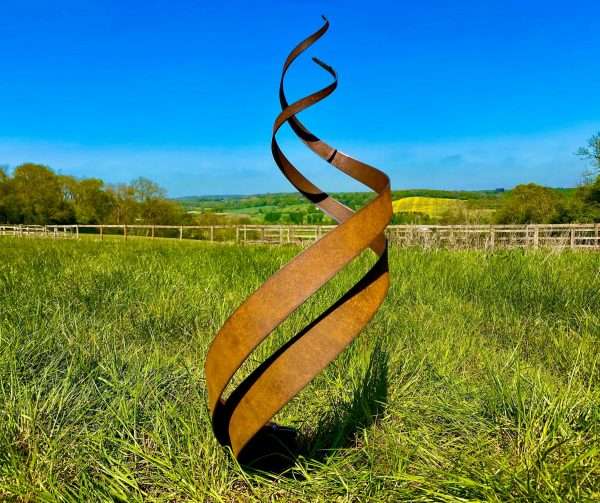 Small Exterior Rustic Metal Spiral Fire Energy Flowing Organic Garden Stake Yard Art  Sculpture  Gift   Present - Image 2
