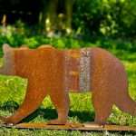 Exterior Large Rustic Metal Grizzly Bear Garden Stake Yard Art  Sculpture  Gift   Present