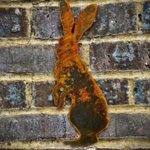 Large Exterior Rustic Peter Rabbit Hare Garden Wall House Gate Sign Hanging Metal Art Sculpture  Gift   Present