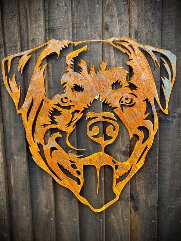 Large Exterior Rustic Rottweiller Rottweiler Dog Garden Wall House Gate Sign Hanging Metal Art Sculpture  Gift   Present