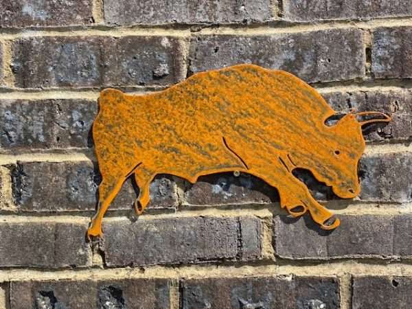 WELCOME TO THE RUSTIC GARDEN ART SHOP Here we have one of our. Small Exterior Bull Cow Cattle Spanish Toro Garden Wall House Gate Sign Hanging Rustic Rusty Metal Art Sizes & Measurements: 41cm x 22cm Made From 2mm Mild Steel.