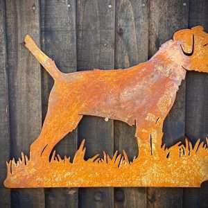 Large Exterior Rustic Border Terrier Dog Garden Wall House Gate Sign Hanging Metal Art Sculpture  Gift   Present