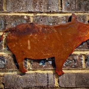 Medium Exterior Rustic Rusty Pig Piggie Snout Farm Animal Garden Wall Hanger House Gate Fence Sign Hanging Metal Art Shed Sculpture