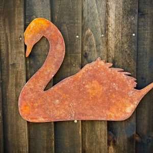 Medium Exterior Rustic Rusty Swan Bird Garden Wall Hanger House Gate Sign Hanging Metal Art Lake River Stream Canal Sculpture  Gift