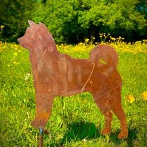 Medium Rustic Metal Exterior Rusty Akita Husky Dog Garden Stake Yard Art  Sculpture  Gift   Present