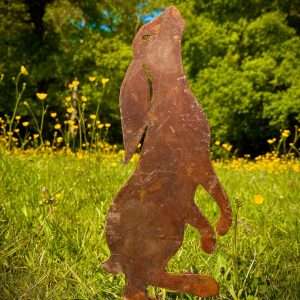 Large Exterior Rustic Rusty Metal Moon Hare Rabbit Garden Stake Yard Art  Vegetable Patch Flower Bed Centre Piece Shed Sculpture
