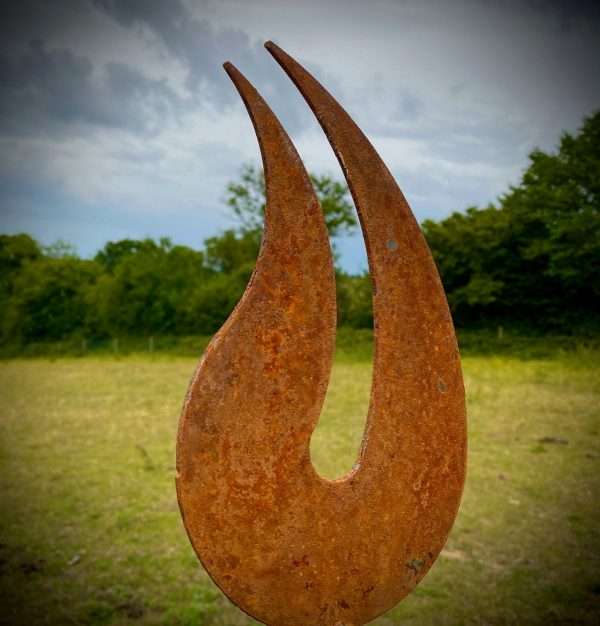 Large Rustic Metal Garden Fire Flame Abstract Sculpture - Yard Art /  Art / Garden Stake  Gift   Present - Image 3