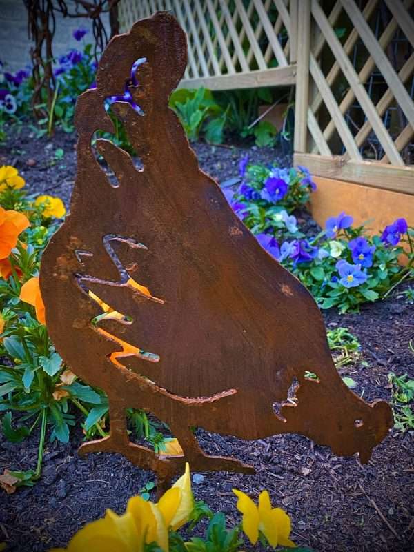 WELCOME TO THE RUSTIC GARDEN ART SHOP Here we have one of our. Exterior Rustic Rusty Metal Hen Chicken Pecking Farm Animal Garden Stake Yard Art Sculpture Gift THIS IS FOR ONE CHICKEN ONLY - THIS LISTING IS FOR THE HEN PECKING Sizes & Measurements: 20cm x 24cm Made From 2mm Mild Steel