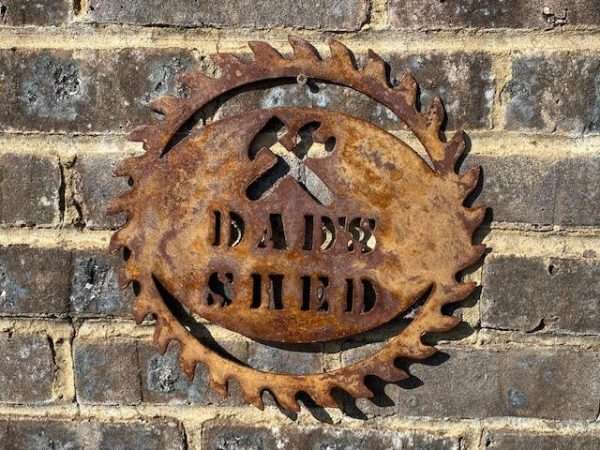 Exterior Rustic Dads Shed Sign Dad    Father  Dad Present Garden Wall Art Shed Sign Hanging Metal Rustic Art  Gift   Present - Image 2