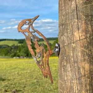 Large Exterior Rustic Rusty Metal Woodpecker Bird Garden Fence Topper Yard Art Gate Post  Sculpture  Gift   Present