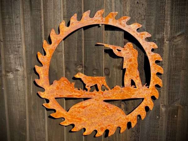 Exterior Large Rustic Shooting Sign Game Shooting Scene Gun Dog Pheasant Dad  Garden Wall Art Shed Sign Hanging Metal Rustic Art  Gift