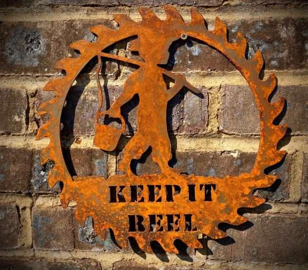 Exterior Small Rustic Keep It Reel Fishing  Lake Sign Water Dad Present Garden Wall Art Shed Sign Hanging Metal Rustic Art  Gift