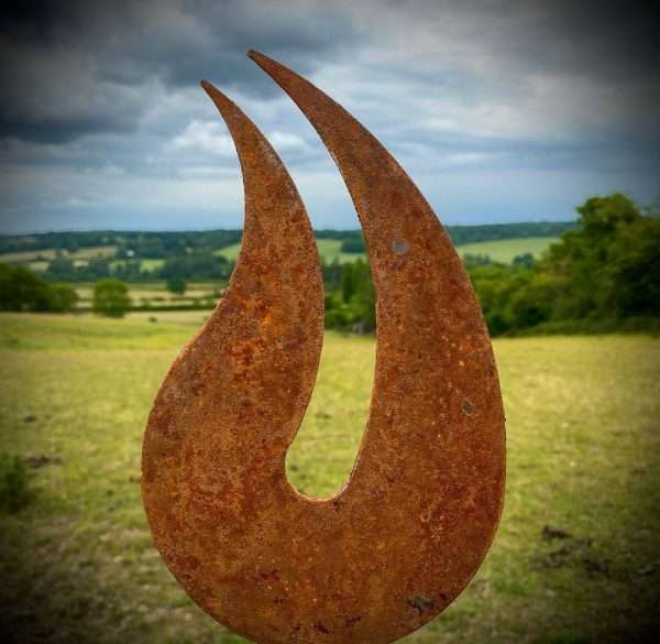 XL Rustic Metal Garden Fire Flame Abstract Sculpture - Yard Art /  Art / Garden Stake  Gift   Present - Image 2