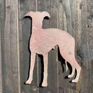 Large Exterior Rustic Rusty Whippet Greyhound Lurcher Dog Garden Wall Hanger House Gate Sign Hanging Metal Art Sculpture  Gift
