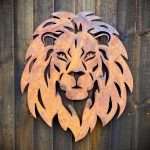 Small Exterior Lion Lion King Safari Zoo Big Cat Roar Garden Wall House Gate Sign Hanging Rustic Rusty Metal Art  Gift