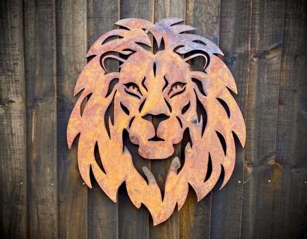 WELCOME TO THE RUSTIC GARDEN ART SHOP Here we have one of our. Small Exterior Lion Lion King Safari Zoo Big Cat Roar Garden Wall House Gate Sign Hanging Rustic Rusty Metal Art Sizes & Measurements: 30cm x 25cm Made From 2mm Mild Steel