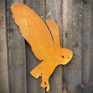 Rustic Exterior Owl Flying Barn Owl Twit Twoo Garden Wall House Gate Sign Hanging Rustic Rusty Metal Art  Gift   Present