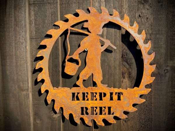 Exterior Small Rustic Keep It Reel Fishing  Lake Sign Water Dad Present Garden Wall Art Shed Sign Hanging Metal Rustic Art  Gift - Image 2