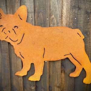 Medium Rustic Exterior French Bulldog Frenchie Dog Garden Wall House Gate Sign Hanging Metal Art Dog  Gift   Present