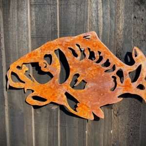 Large Rustic Exterior Koi Carp Fishing Fisherman Angler Shed Sign Garden Wall House Gate Sign Rusty Hanging Metal Art  Gift Christmas