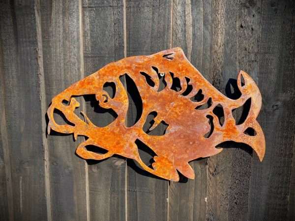 WELCOME TO THE RUSTIC GARDEN ART SHOP Here we have one of our. Small Rustic Exterior Koi Carp Fishing Fisherman Angler Shed Sign Garden Wall House Gate Sign Rusty Hanging Metal Art Gift Sizes & Measurements:
12cm x 20cm Made From 2mm Mild Steel.