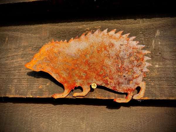 WELCOME TO THE RUSTIC GARDEN ART SHOP Here we have one of our. Small Exterior Hedgehog Garden Wall House Gate Sign Hanging Rusty Rustic Metal Art Sizes & Measurements: 17cm x 10cm Made From 2mm Mild Steel.