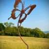 Large Exterior Rustic Metal Butterfly Garden Stake Yard Art  Flower Bed Vegetable Patch Rusty Sculpture  Gift   Present - Image 2