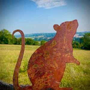 Medium Exterior Rustic Rusty Metal Rat Ratty Roland Rodent Vermin Garden Fence Topper Yard Art Gate Post  Sculpture  Gift