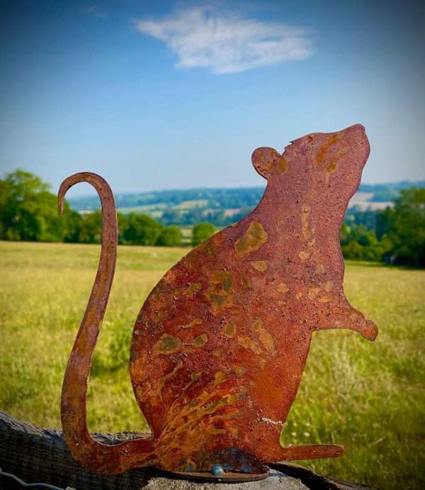 Small Exterior Rustic Rusty Metal Rat Ratty Roland Rodent Vermin Garden Fence Topper Yard Art Gate Post  Sculpture  Gift