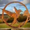 Exterior Rustic Hummingbird Wreath Wildlife Fence Topper Tree Art Garden Art Yard Art Flower Bed Metal Rusty Garden  Idea  Gift