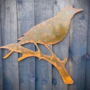 Small Exterior Mockingbird Bird Garden Wall Hanger House Gate Sign Hanging Metal Art  Gift   Present