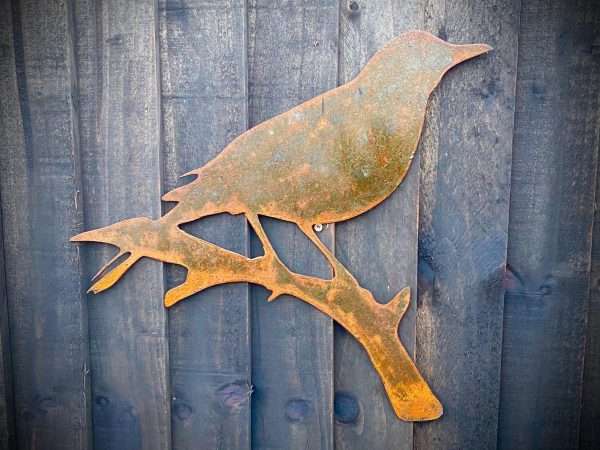 Small Exterior Mockingbird Bird Garden Wall Hanger House Gate Sign Hanging Metal Art  Gift   Present