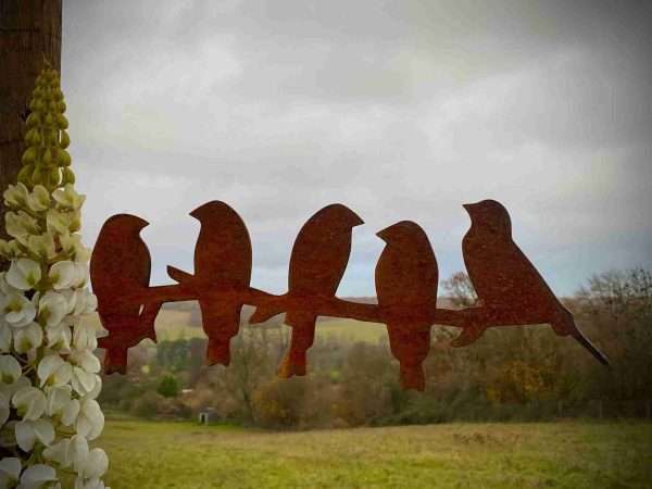 Exterior Rustic Metal Birds On A Branch Garden Fence Shed Sign Home Yard Hanging Art Outdoor Patio Log Cabin Sculpture  Gift