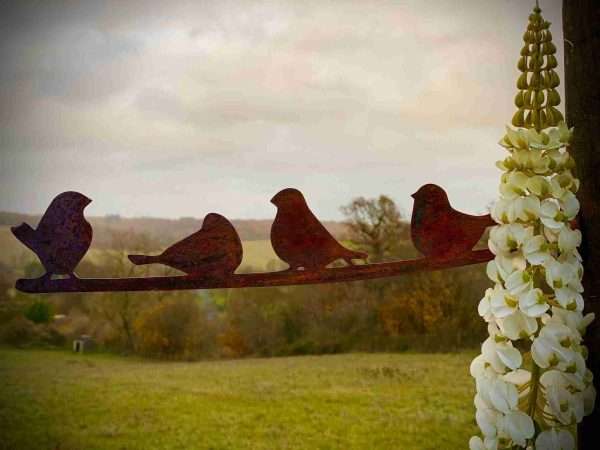 Exterior Rustic Metal Birds On The Wire Garden Fence Shed Sign Home Yard Hanging Art Outdoor Patio Log Cabin Sculpture  Gift