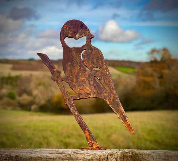 Exterior Rustic Great Tit Bird Wildlife Fence Topper Tree Art Garden Art Yard Art Flower Bed Metal Idea Gift