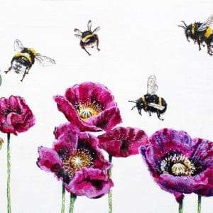 Bees Amongst the Cerise Poppies © Elizabeth Shewan The Artist and Clairvoyant