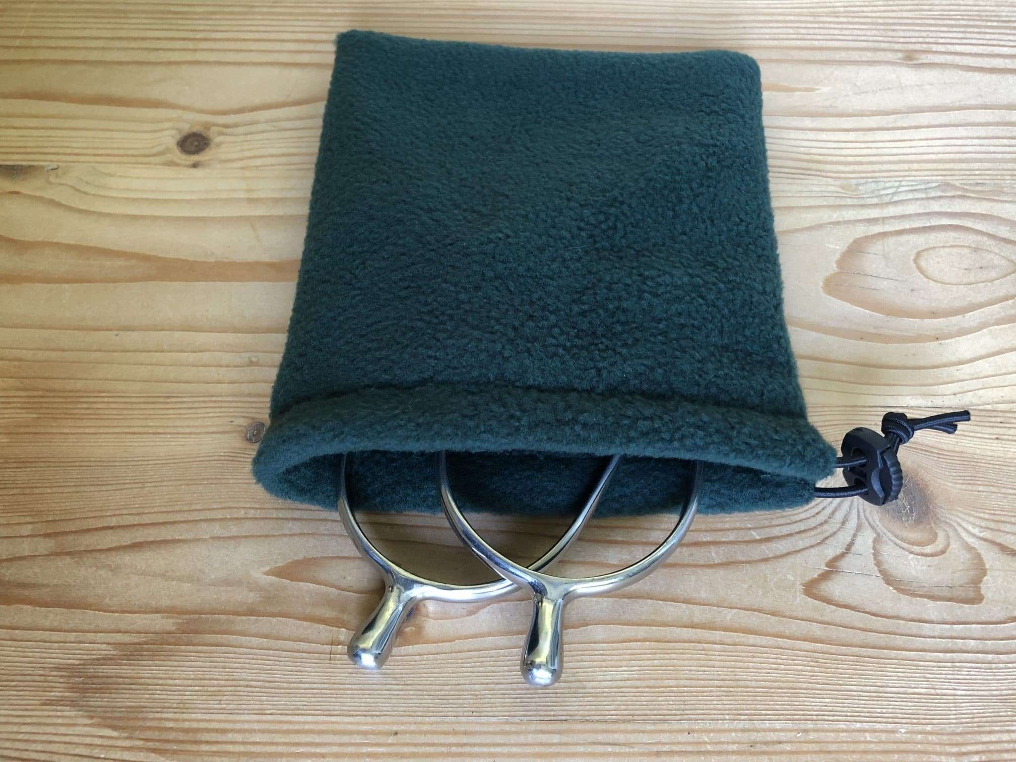 IMG 3254 scaled Fleece Storage Bags for Spurs <div>Made from polar fleece with elastic draw string and plastic toggle.</div> <div></div> <div>Keep your spurs together in this handy pouch, can be hung up in the tack room or horse box when spurs are not needed.</div> <div></div> <div>Items posted within 1-3 working days. Shipped using Royal Mail 2nd Class.</div>