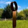 Exterior Rustic Circular Ring Hoop Metal Garden Stake Yard Art  / Flower Bed / Centre Piece Sculpture  Gift   Present - Image 2