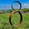 Exterior Rustic Circular Ring Hoop Metal Garden Stake Yard Art  / Flower Bed / Centre Piece Sculpture  Gift   Present