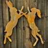 Exterior Large Rustic Metal Boxing Hares Rabbit Garden Wall Hanging Yard Art Fence Shed Gate Home Sculpture  Gift   Present - Image 2