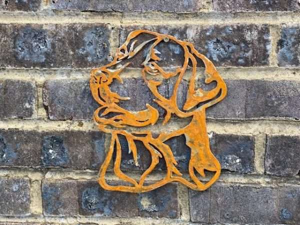 Large Exterior Rustic Labrador Retriever Dog Garden Wall House Gate Fence Sign Hanging Metal Art Sculpture  Gift   Present
