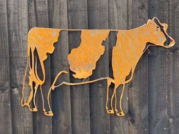 Small Exterior Rustic Cow Dairy Cattle Farm Animal Garden Wall House Gate Fence Sign Hanging Rusty Metal Art Sculpture  Gift - Image 2