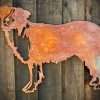 Small Exterior Rustic Rusty Collie Sheepdog Dog Garden Wall Hanger House Gate Fence Sign Hanging Metal Art Sculpture  Gift