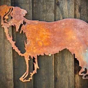 Small Exterior Rustic Rusty Collie Sheepdog Dog Garden Wall Hanger House Gate Fence Sign Hanging Metal Art Sculpture  Gift