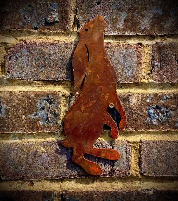 Large Exterior Rustic Rusty Moon Hare Rabbit Garden Wall Hanger House Gate Fence Sign Hanging Metal Art Shed Sculpture  Gift - Image 2