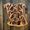 Large Exterior Rustic Rusty Staffordshire Bull Terrier Staffy Dog Head Garden Wall Hanger House Gate Sign Hanging Metal Art Sculpture
