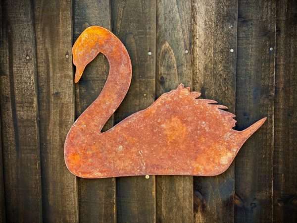 Small Exterior Rustic Rusty Swan Bird Garden Wall Hanger House Gate Fence Sign Hanging Metal Yard Art Shed Sculpture  Gift - Image 2