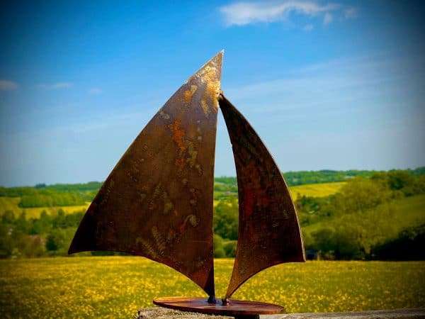 WELCOME TO THE RUSTIC GARDEN ART SHOP Here we have one of our. Small Rustic Rusty Metal Sail Sailing Boat Art Gift Sculpture Sizes & Measurements: 25cm x 25cm Made From 2mm Mild Steel.